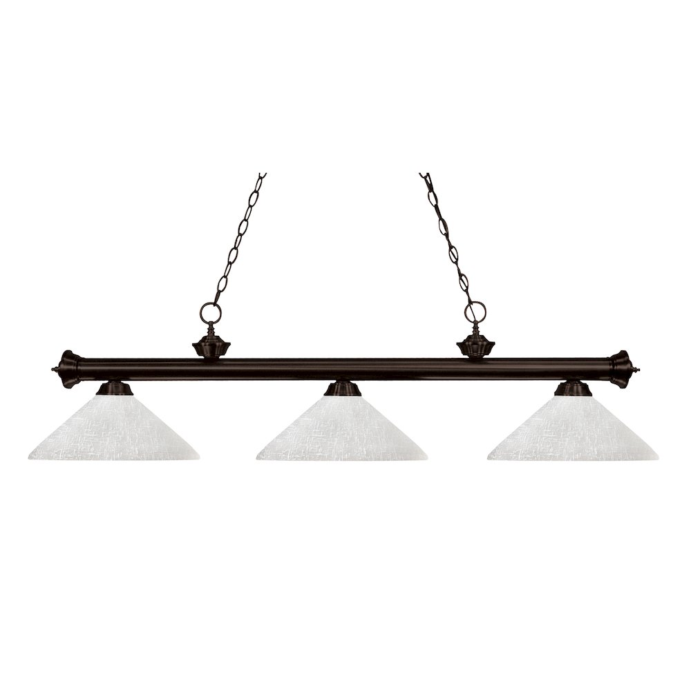 Z-Lite Riviera 3 Light Billiard, Steel Frame, White Linen Shade Color