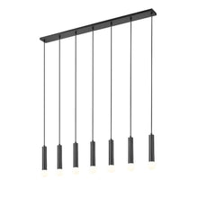 Z-Lite Stari 7 Light Linear Chandelier in Matte Black color, Steel frame