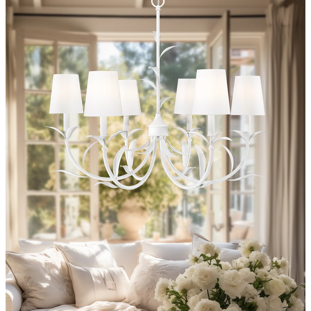 Z-Lite 6 Light Chandelier, Textured White