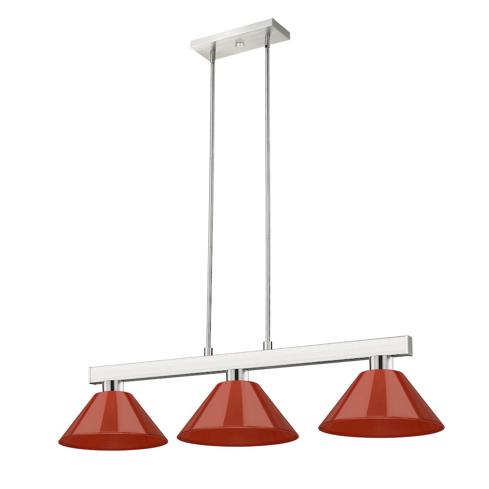 Z-Lite Cobalt 3 Light Billiard, Steel Frame, Red Shade Color