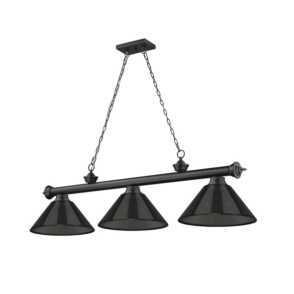 Z-Lite Cordon 3 Light Billiard, Steel Frame, Smoke Shade Color