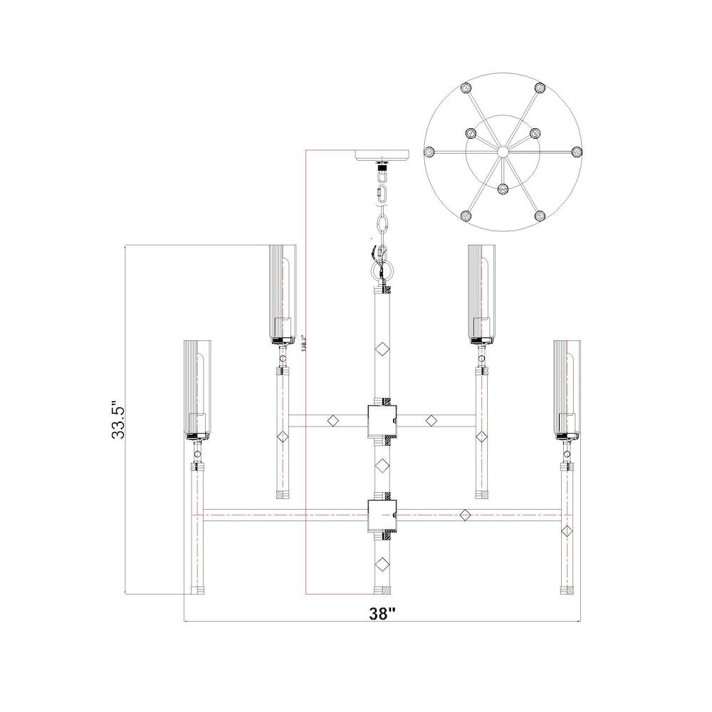 Z-Lite 9 Light Chandelier, Matte Black