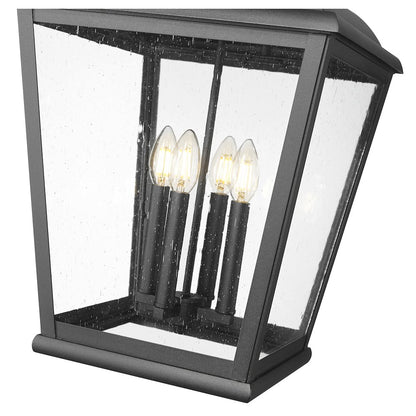 Z-Lite 4 Light Outdoor Chain Mount Ceiling Fixture, Sand Black