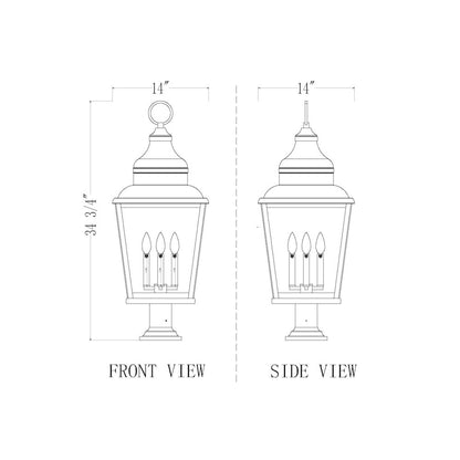 Z-Lite 4 Light Outdoor Pier Mounted Fixture, Sand Black
