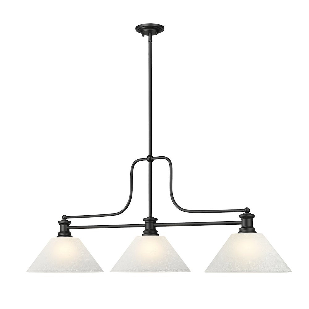 Z-Lite Melange 3 Light Billiard, Steel Frame, White Linen Shade Color