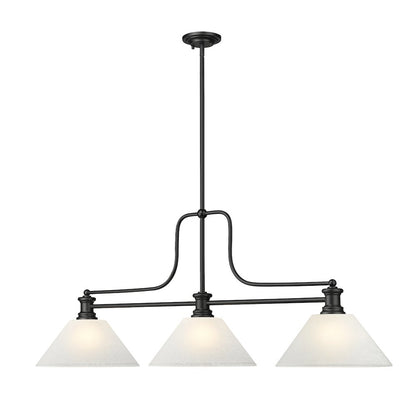 Z-Lite Melange 3 Light Billiard, Steel Frame, White Linen Shade Color
