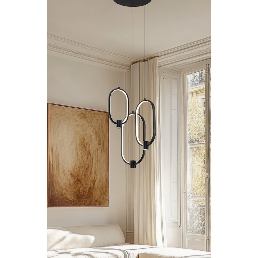 Z-Lite 3 Light Chandelier, Matte Black