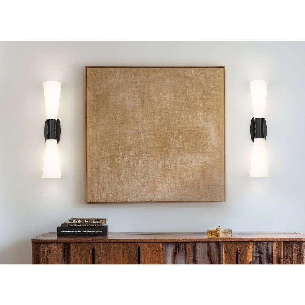 Z-Lite 2 Light Wall Sconce, Matte Black