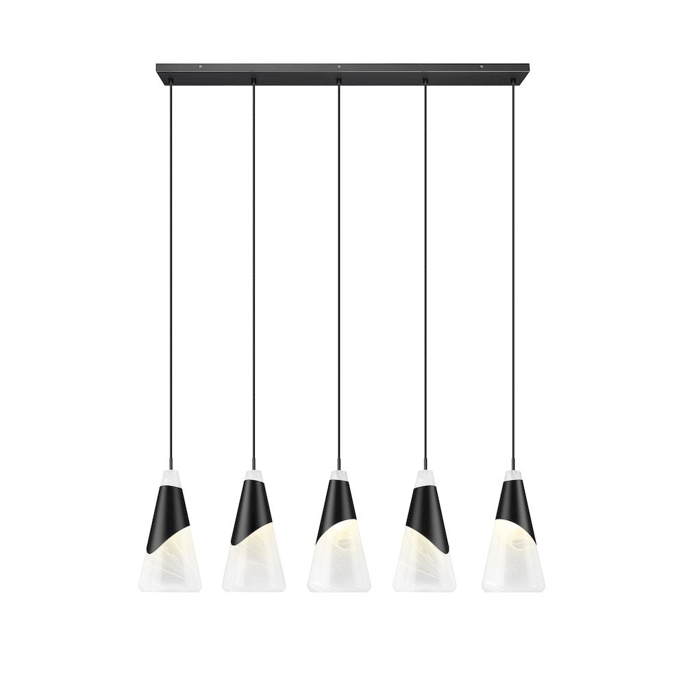 Z-Lite Aimie 5 Light Linear Chandelier, Matte Black