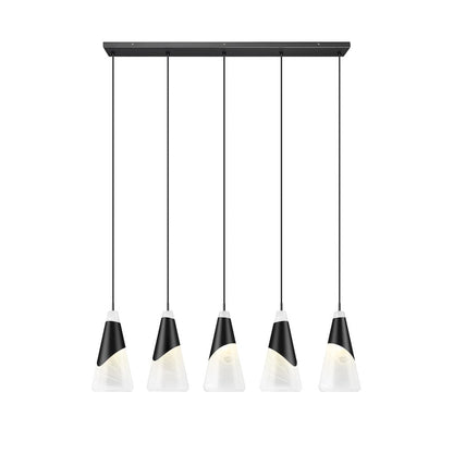 Z-Lite Aimie 5 Light Linear Chandelier, Matte Black