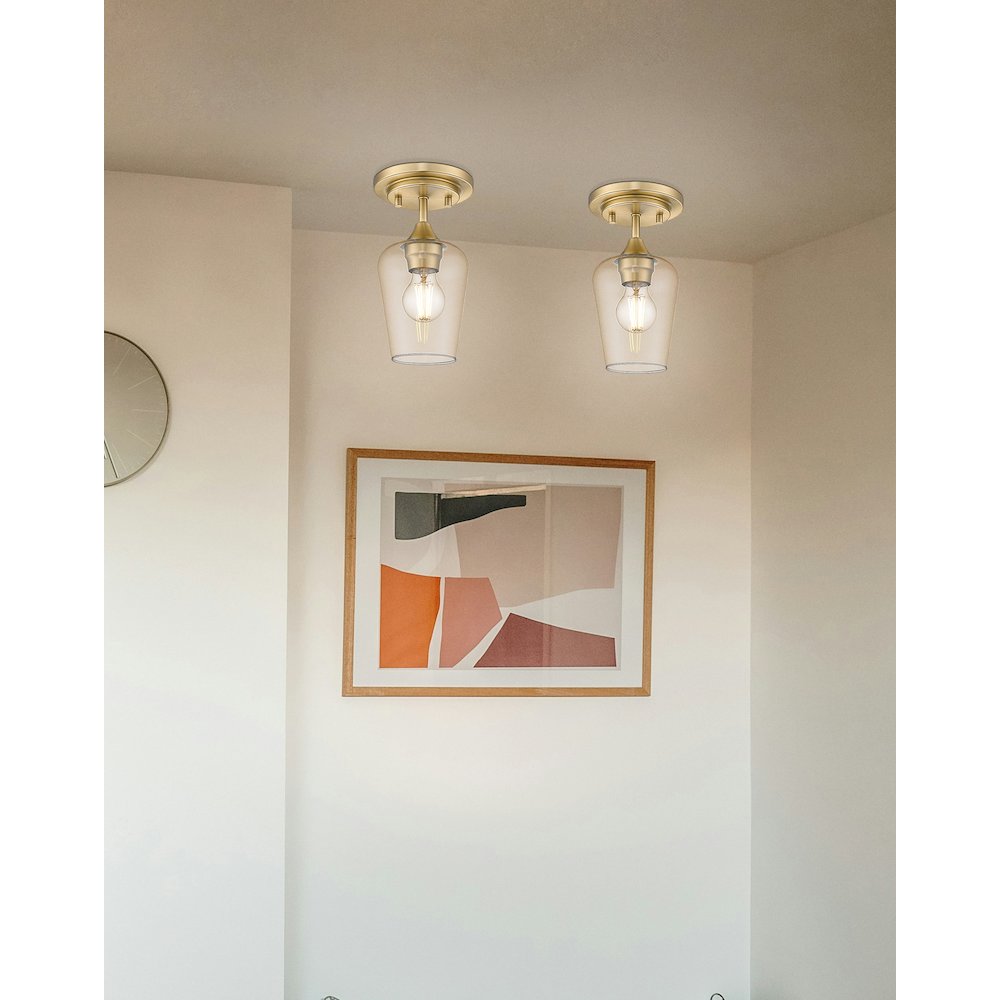 Z-Lite 1 Light Flush Mount, Burnished Brass