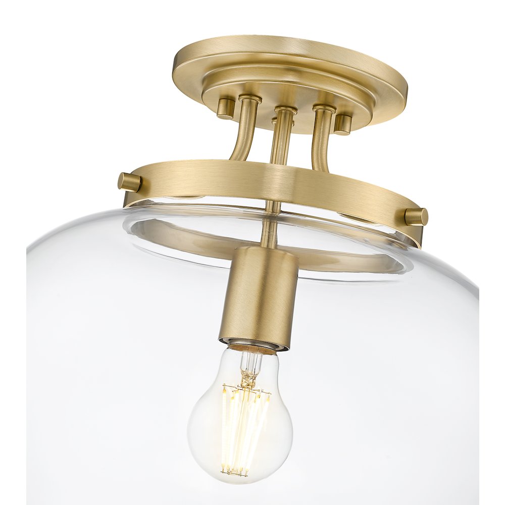 Z-Lite 1 Light Semi Flush Mount, Burnished Brass