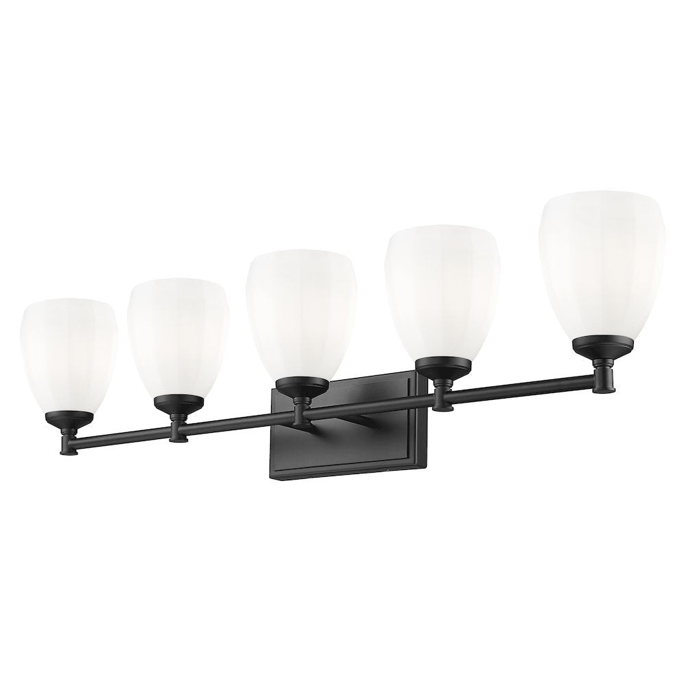 Z-Lite Oren 5 Light Vanity in Matte Black color, Steel frame