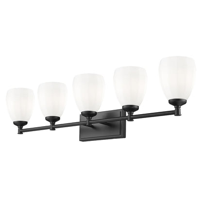 Z-Lite Oren 5 Light Vanity in Matte Black color, Steel frame