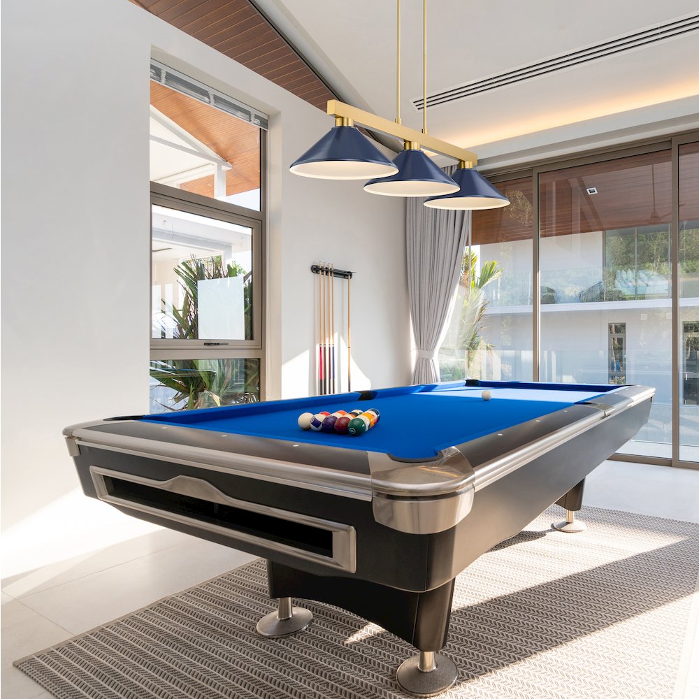 Z-Lite Cobalt 3 Light Billiard, Steel Frame, Navy Blue Shade Color