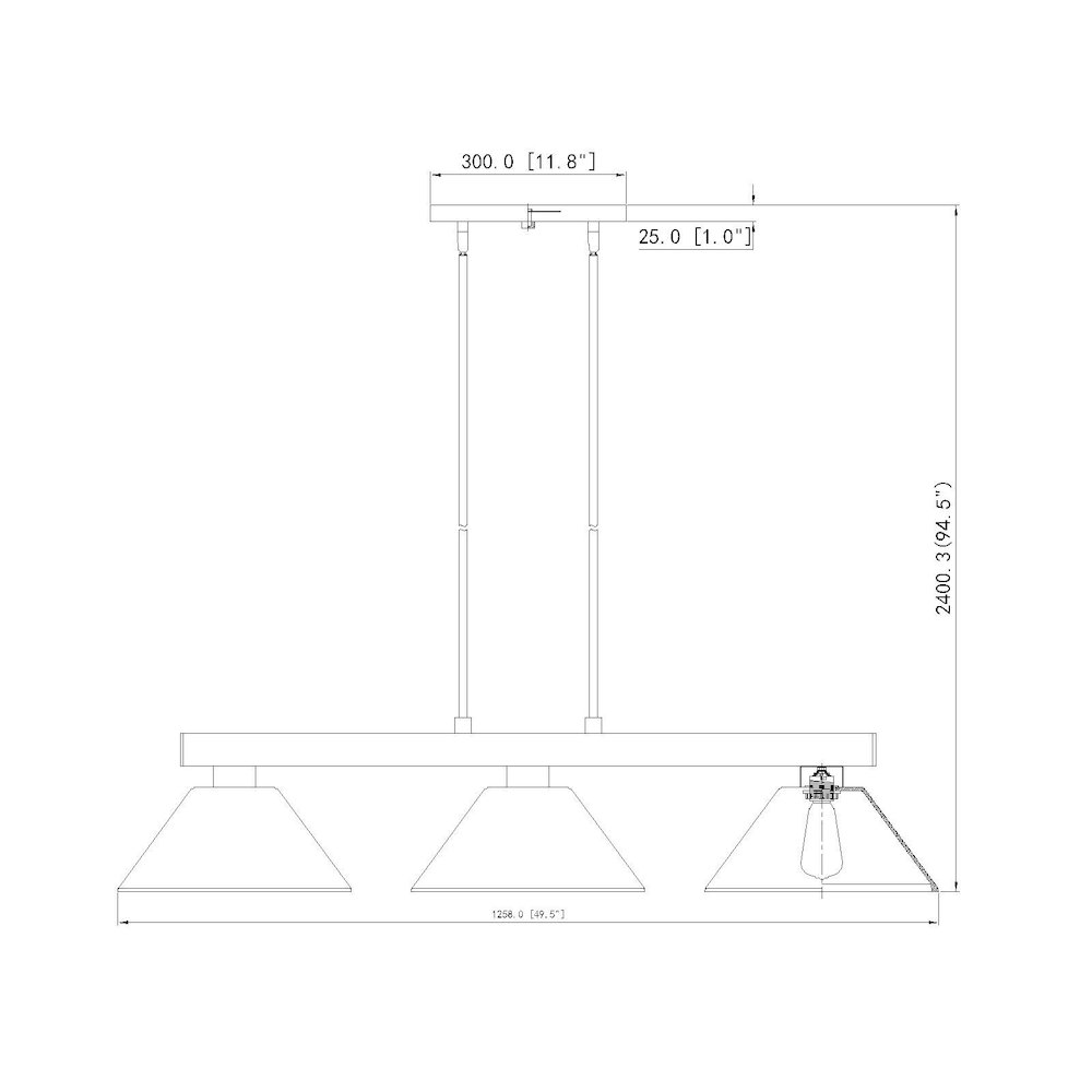 Z-Lite Cobalt 3 Light Billiard, Steel Frame, White Linen Shade Color