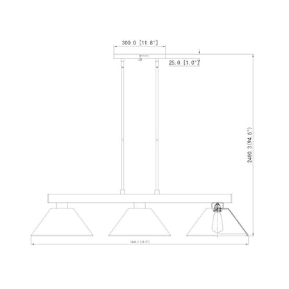 Z-Lite Cobalt 3 Light Billiard, Steel Frame, White Linen Shade Color
