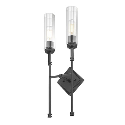 Z-Lite 2 Light Wall Sconce, Matte Black