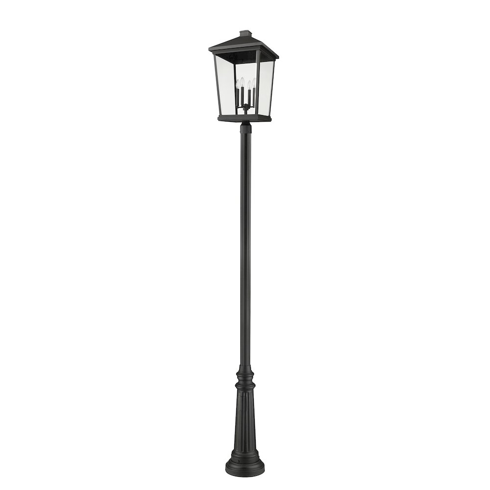 Z-Lite Beacon 4 Light Outdoor Post Mounted Fixture, Black