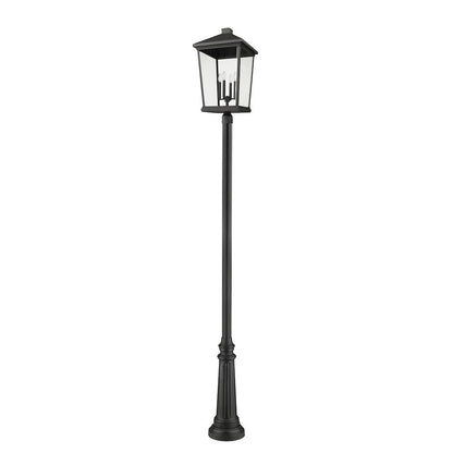 Z-Lite Beacon 4 Light Outdoor Post Mounted Fixture, Black