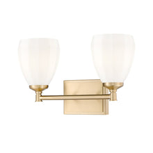 Z-Lite Oren 2 Light Vanity in Modern Gold color, Steel frame