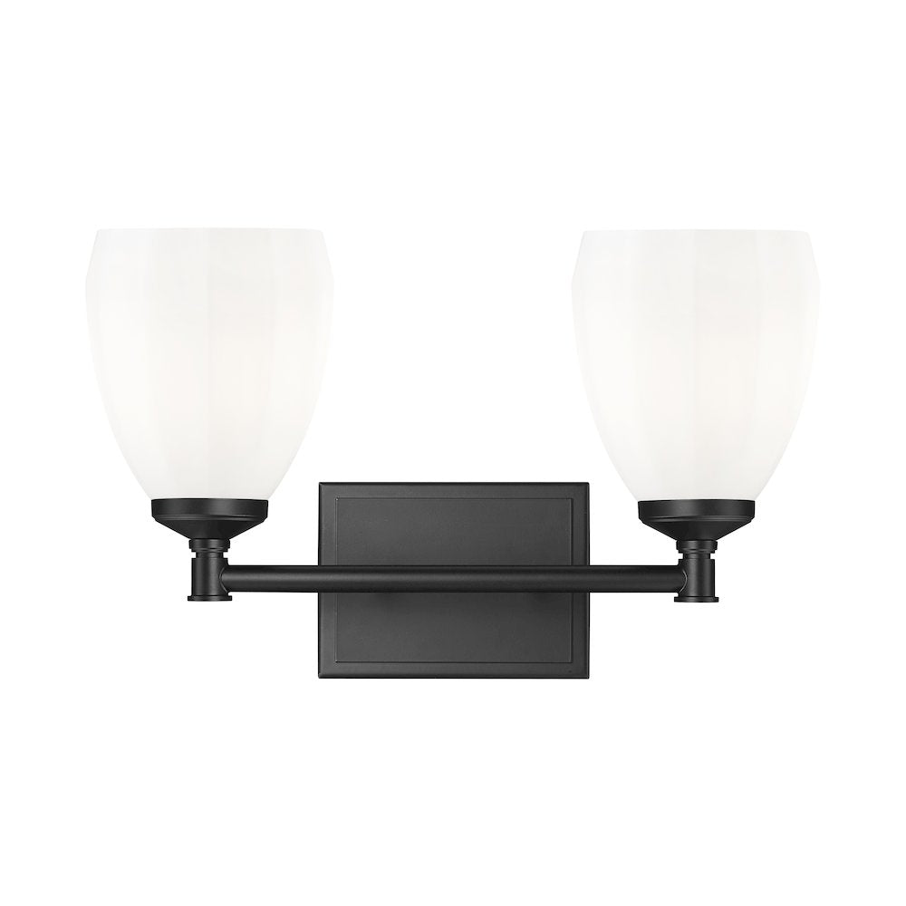 Z-Lite Oren 2 Light Vanity in Matte Black color, Steel frame
