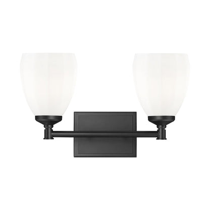 Z-Lite Oren 2 Light Vanity in Matte Black color, Steel frame