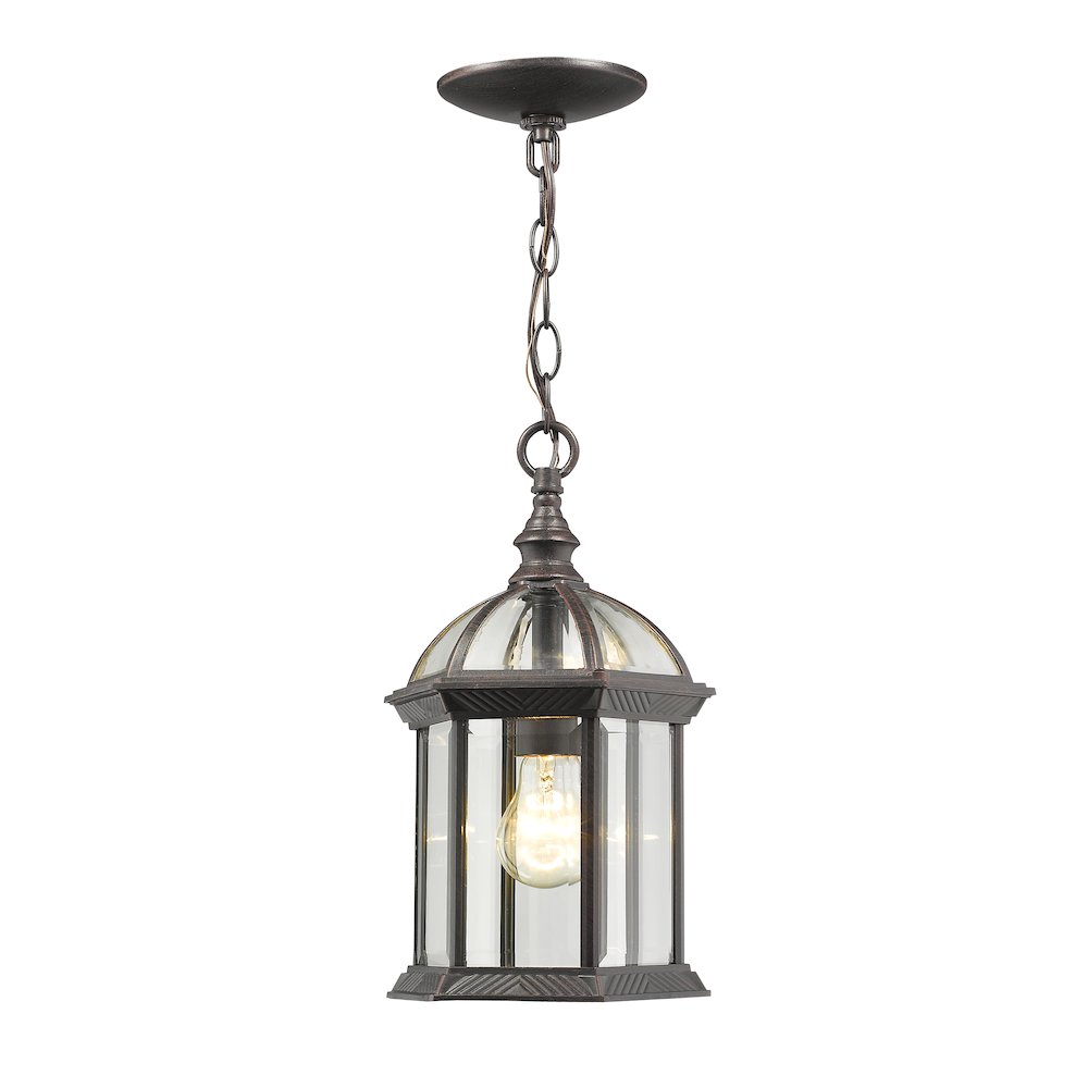 Z-Lite Annex 1 Light Outdoor Chain Mount Ceiling Fixture, Rust