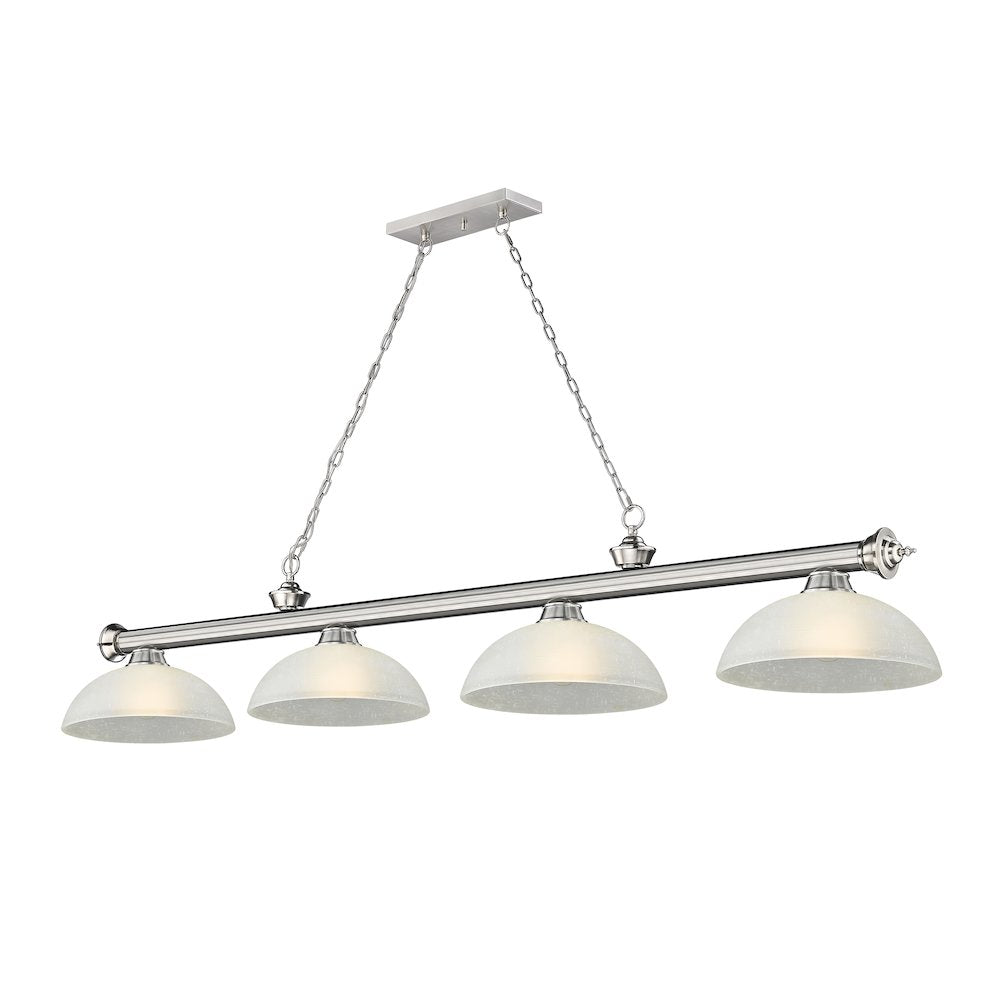 Z-Lite Cordon 4 Light Billiard, Steel Frame, White Linen Shade Color