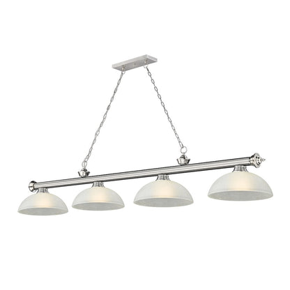 Z-Lite Cordon 4 Light Billiard, Steel Frame, White Linen Shade Color