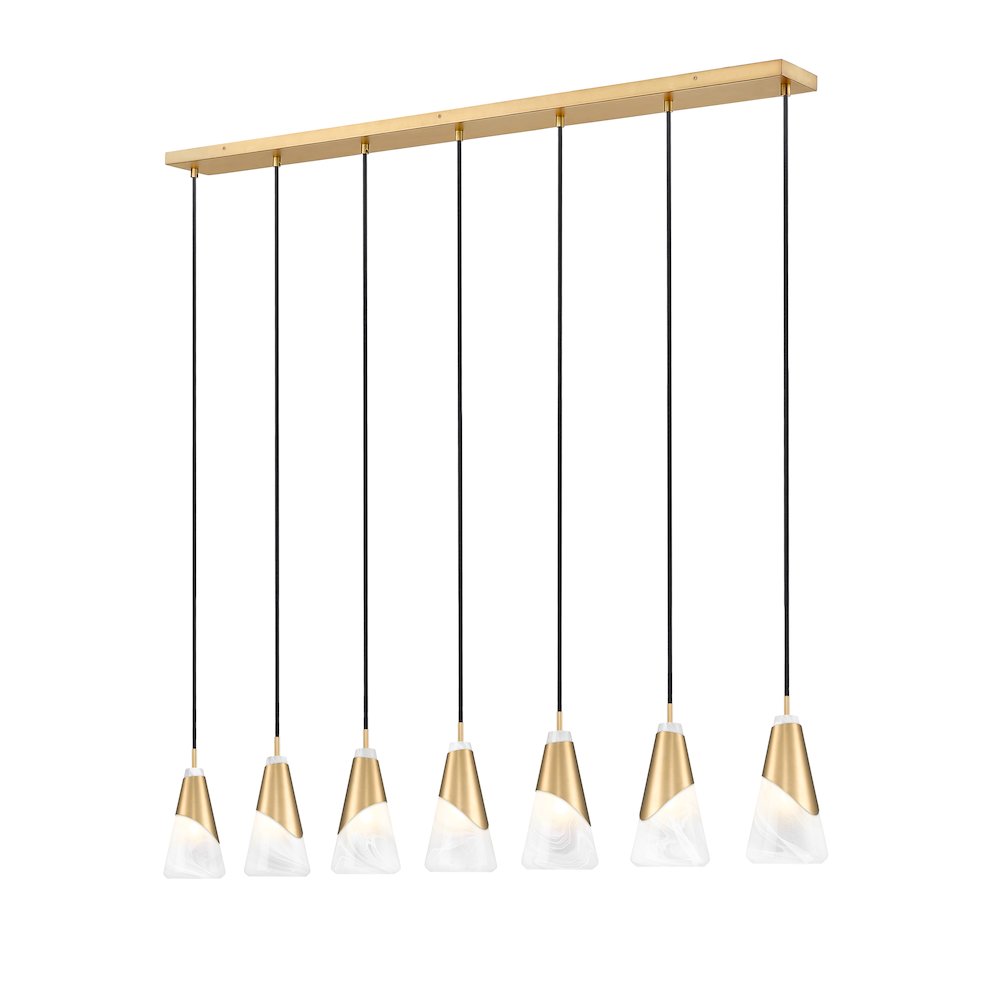 Z-Lite Aimie 7 Light Linear Chandelier, Modern Gold