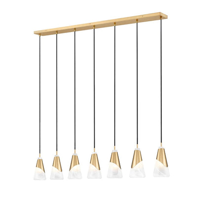 Z-Lite Aimie 7 Light Linear Chandelier, Modern Gold