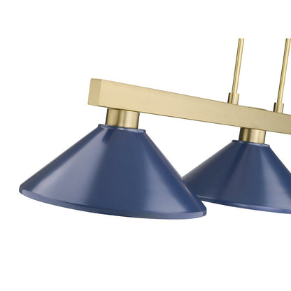 Z-Lite Cobalt 3 Light Billiard, Steel Frame, Navy Blue Shade Color