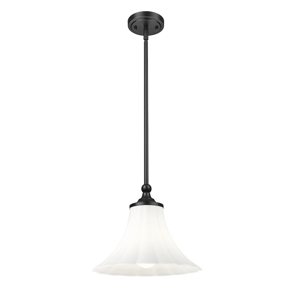 Z-Lite 1 Light Pendant, Matte Black