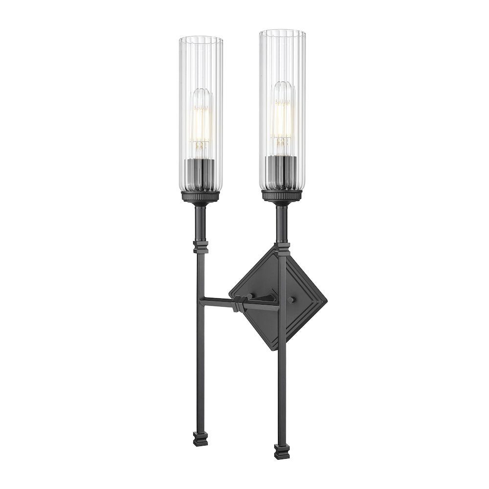 Z-Lite 2 Light Wall Sconce, Matte Black
