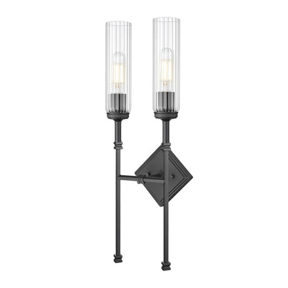 Z-Lite 2 Light Wall Sconce, Matte Black