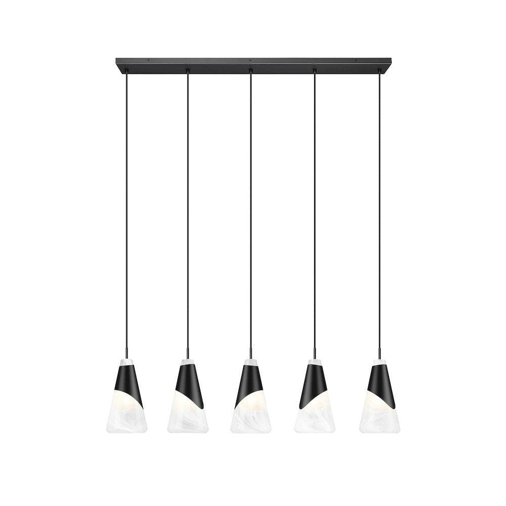 Z-Lite Aimie 5 Light Linear Chandelier, Matte Black