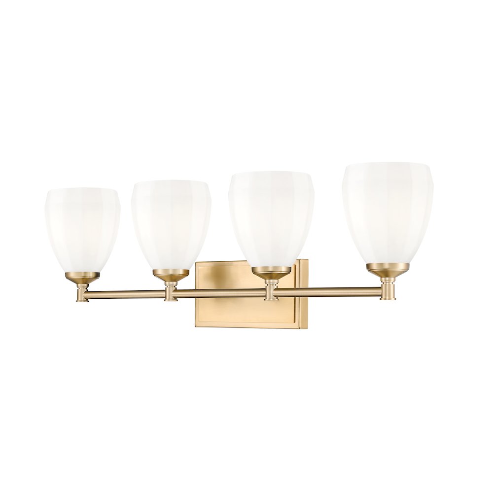 Z-Lite Oren 4 Light Vanity in Modern Gold color, Steel frame