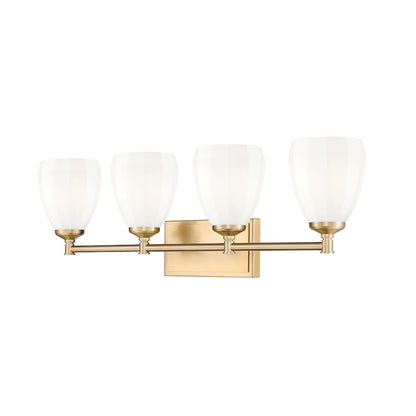 Z-Lite Oren 4 Light Vanity in Modern Gold color, Steel frame