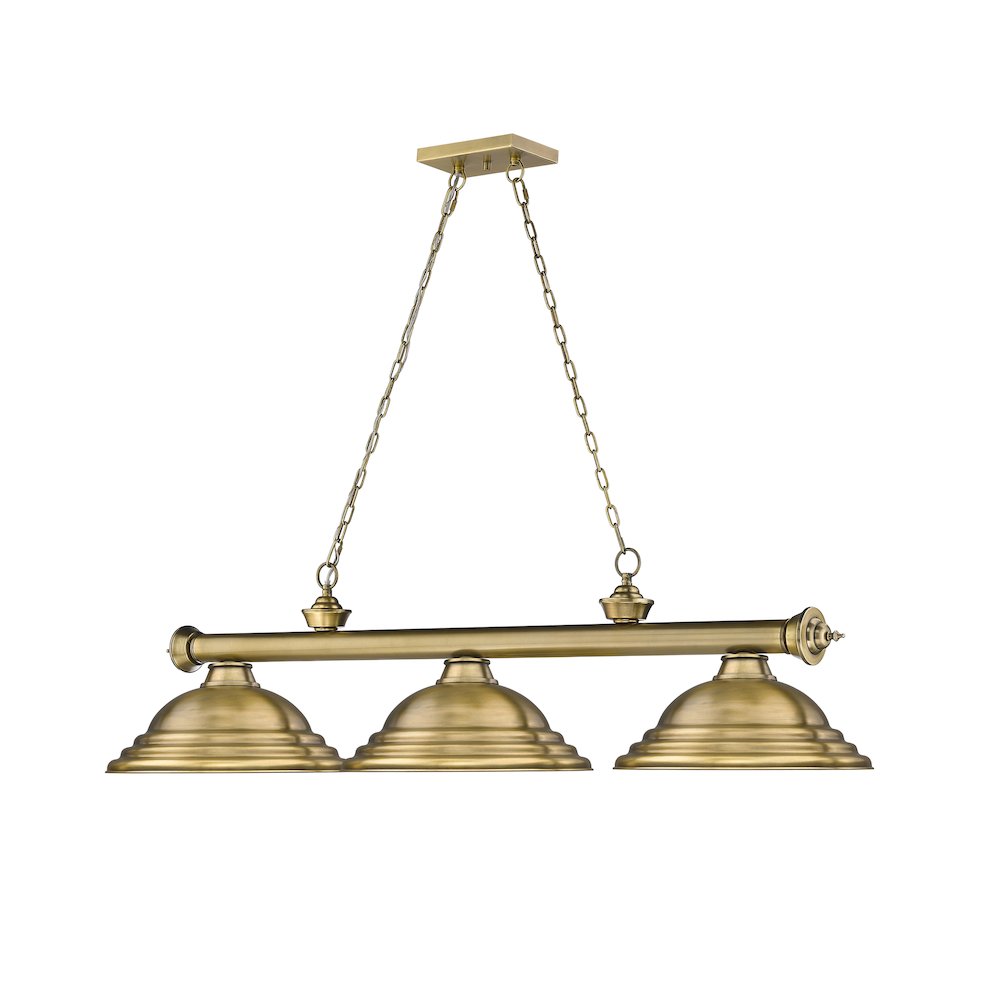 Z-Lite Cordon 3 Light Billiard, Steel Frame, Rubbed Brass Shade Color
