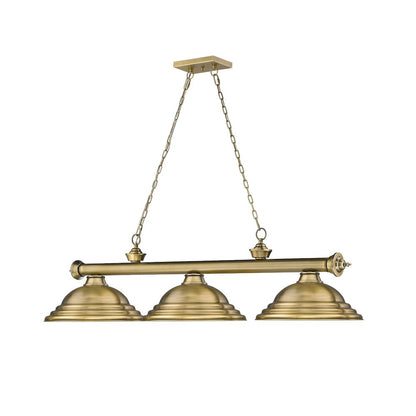 Z-Lite Cordon 3 Light Billiard, Steel Frame, Rubbed Brass Shade Color