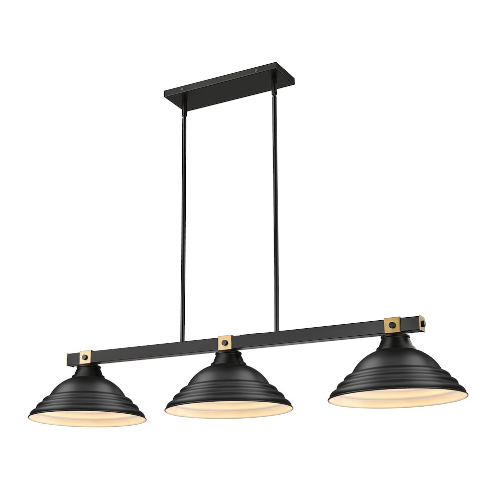 Z-Lite Bronte 3 Light Billiard, Steel Frame, Matte Black Shade Color
