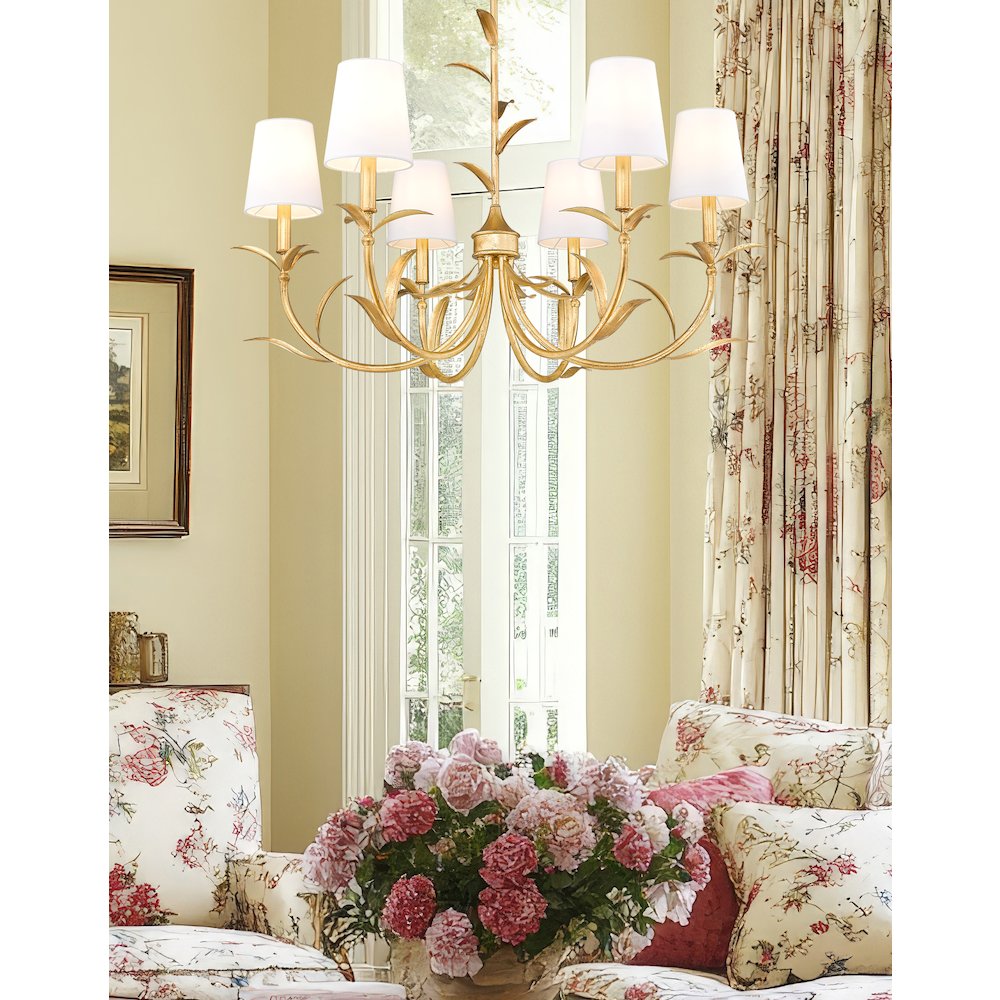 Z-Lite 6 Light Chandelier, Gold Leaf