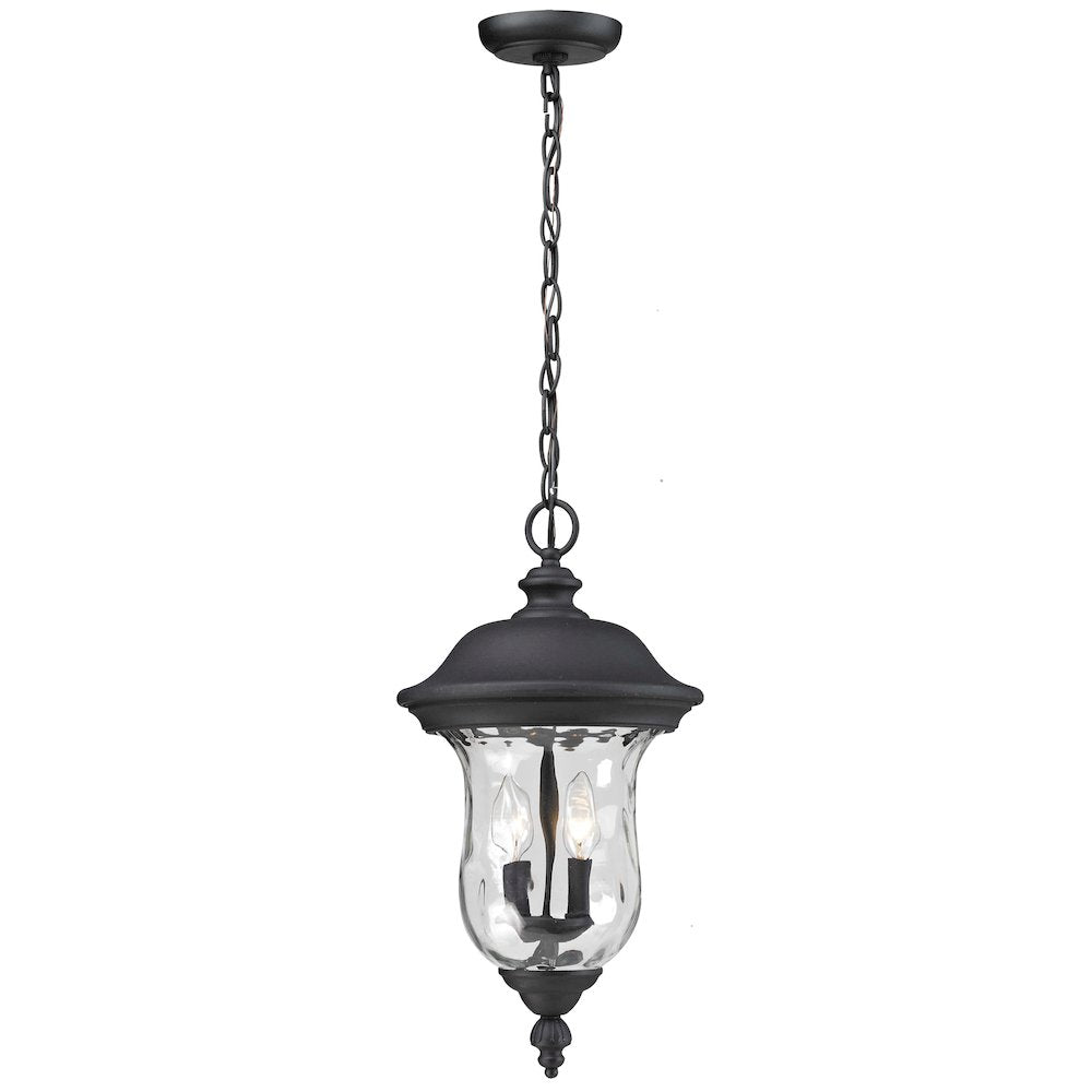 Z-Lite Armstrong 3 Light Outdoor Chain Mount Ceiling Fixture, Black