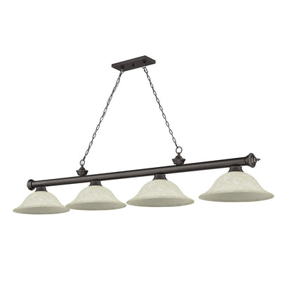 Z-Lite Cordon 4 Light Billiard, Steel Frame, Golden Mottle Shade Color