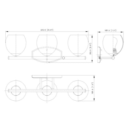 Z-Lite 3 Light Vanity, Chrome