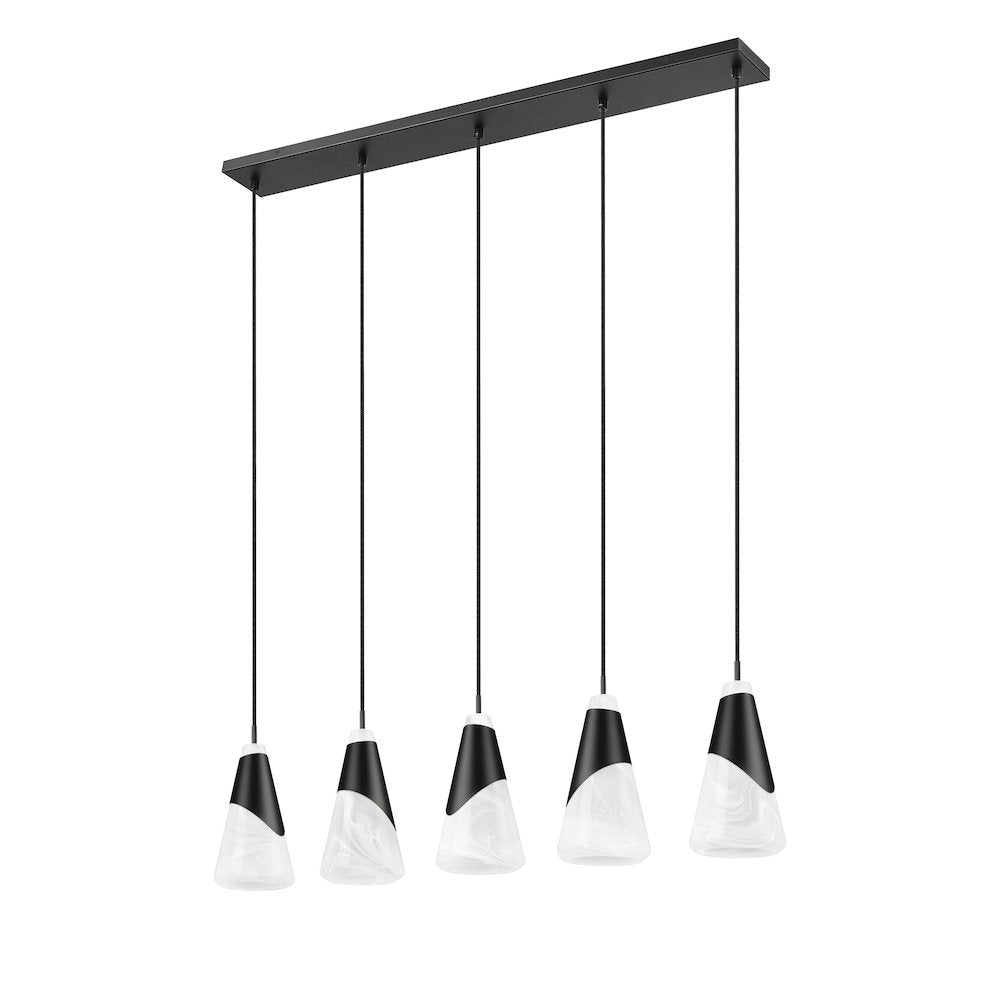 Z-Lite Aimie 5 Light Linear Chandelier, Matte Black
