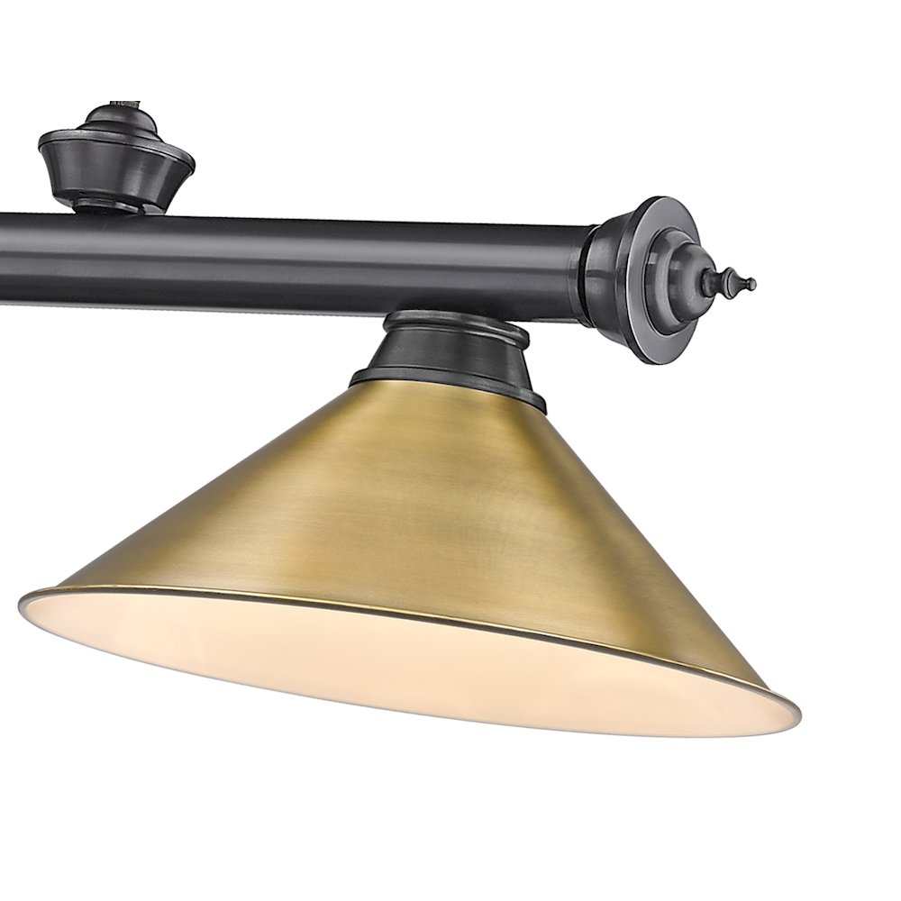 Z-Lite Cordon 3 Light Billiard, Steel Frame, Rubbed Brass Shade Color
