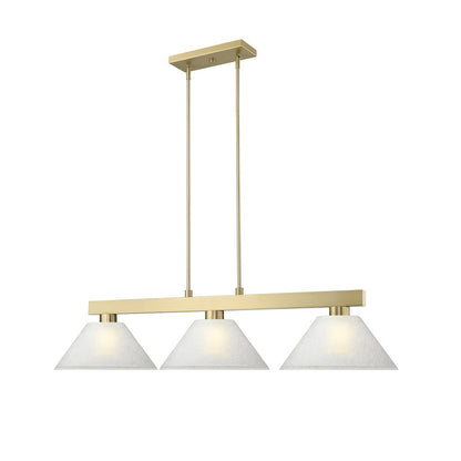 Z-Lite Cobalt 3 Light Billiard, Steel Frame, White Linen Shade Color