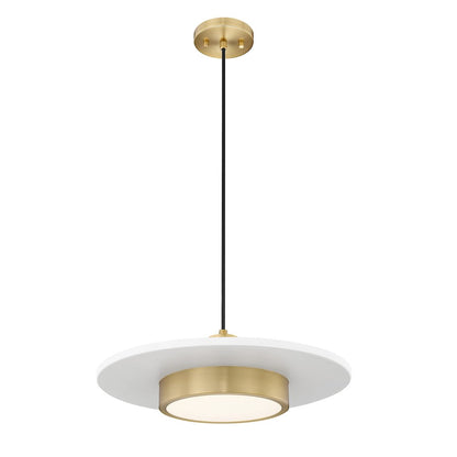 Z-Lite 1 Light Pendant, Matte White + Modern Gold